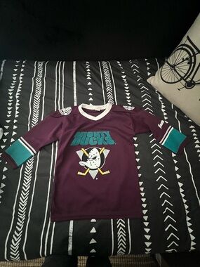 Mighty Ducks Kids Purple Hockey Jersey with Teal Accents
